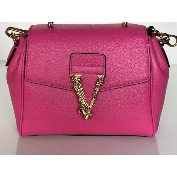 Versace Virtus Grainy Calf Small Pink Top Handle Bag 1015556 IT NWT $2100 - Picture 3 of 16